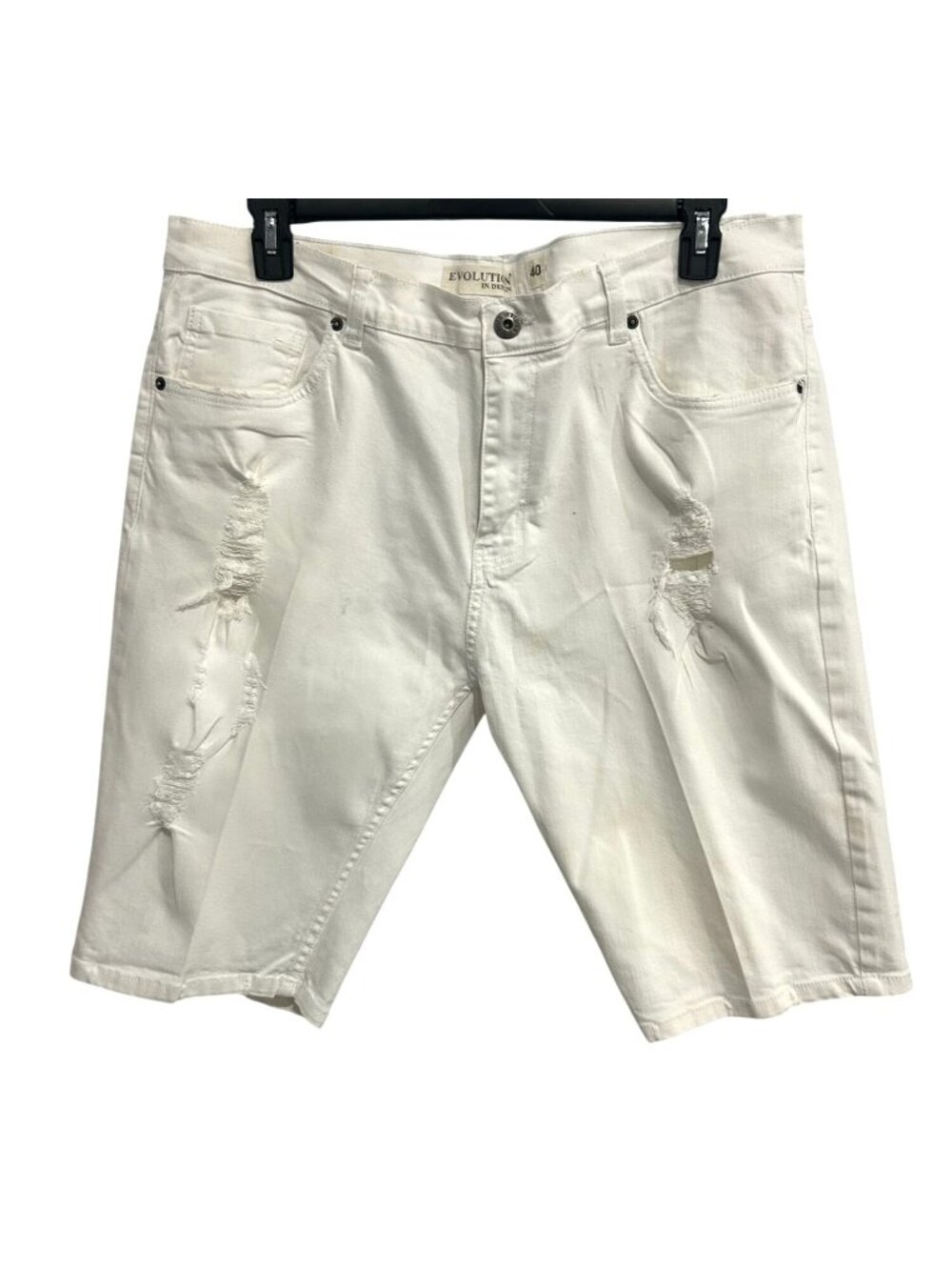 Evolution In Design 40 Mens White Distressed Denim Shorts Grungecore Streetwear